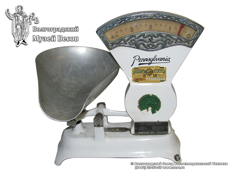 Pennsylvania brand trade scales in a white casing. USA, the early XX century.