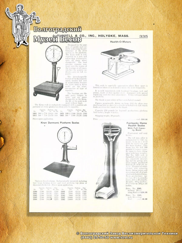 Platform scales. Health-O-Meter brand scales. Publication in the vintage catalog.