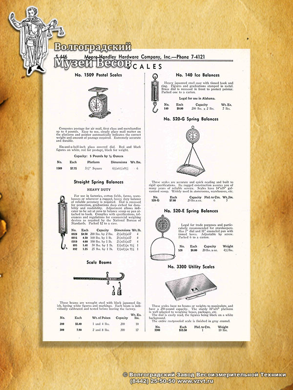 Letter scales. Scalebeams. Publication in the vintage catalog.