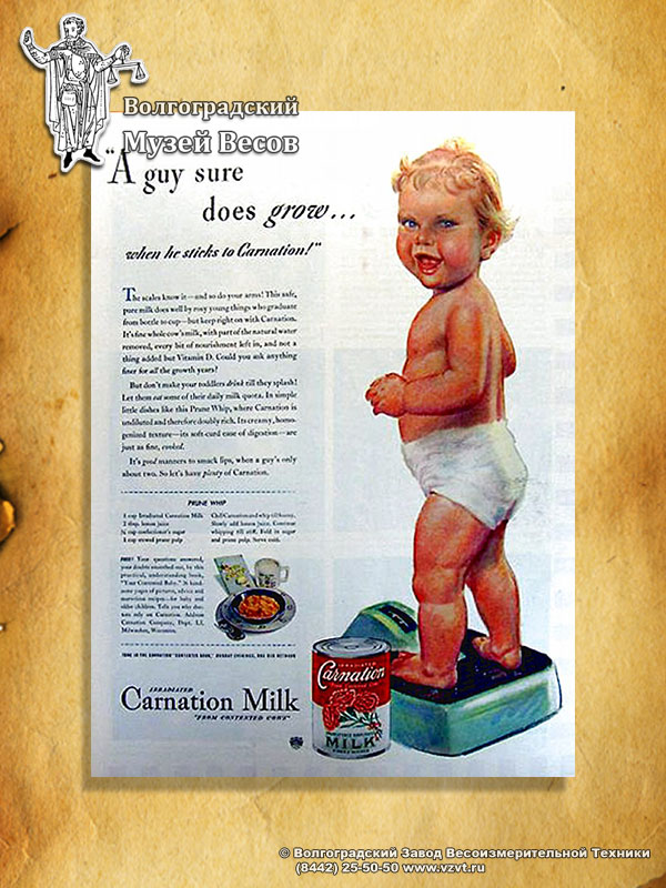 Promo of baby formula with baby picture on bathroom scales