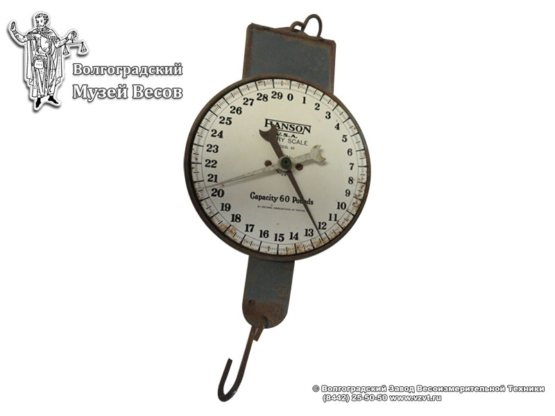 Balance of dial type for weighing of milk. The weighing capacity range is 60 pounds. Hanson, the USA, 20th century