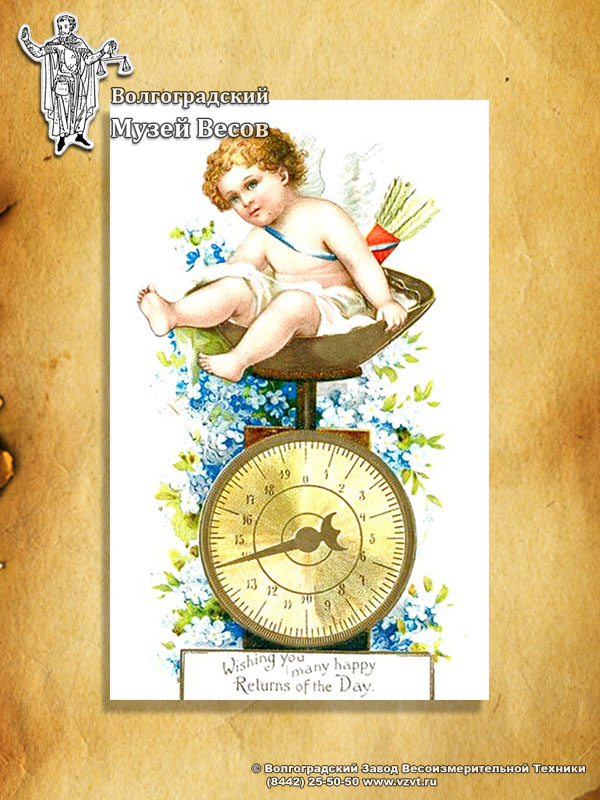 Greeting card with the picture of spring scales
