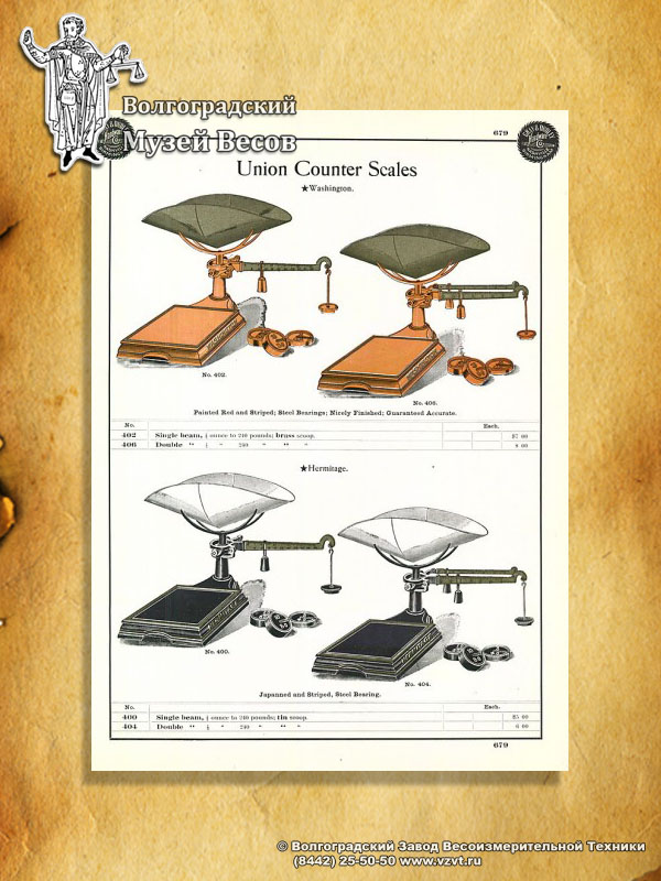 Trade counter scales. Publication in the vintage catalog.