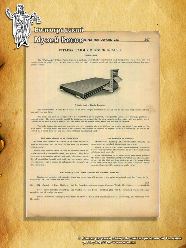 Farm or stock platform scales. Publication in the vintage catalog.