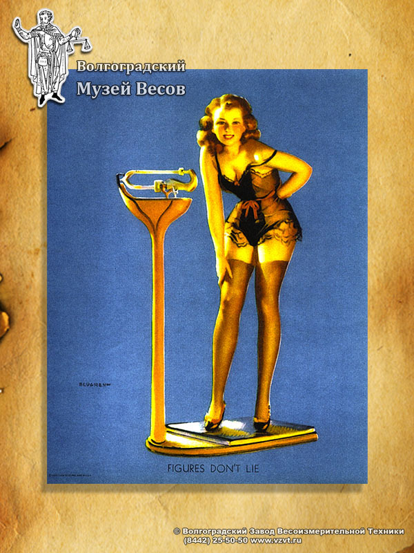 Postcard with a picture of scales "Figures don’t lie"