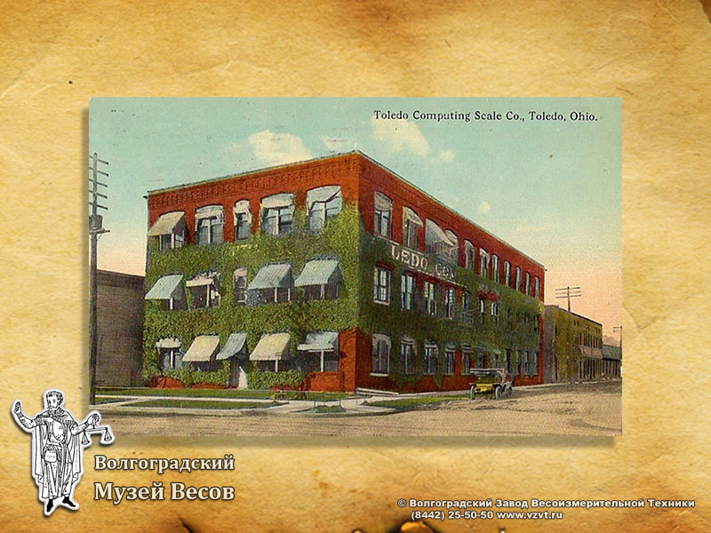 Postcard with a picture of Toledo Computing Scale Co. scale factory