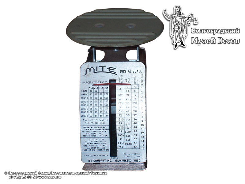 Mite brand spring letter scales. USA, the 1950s.
