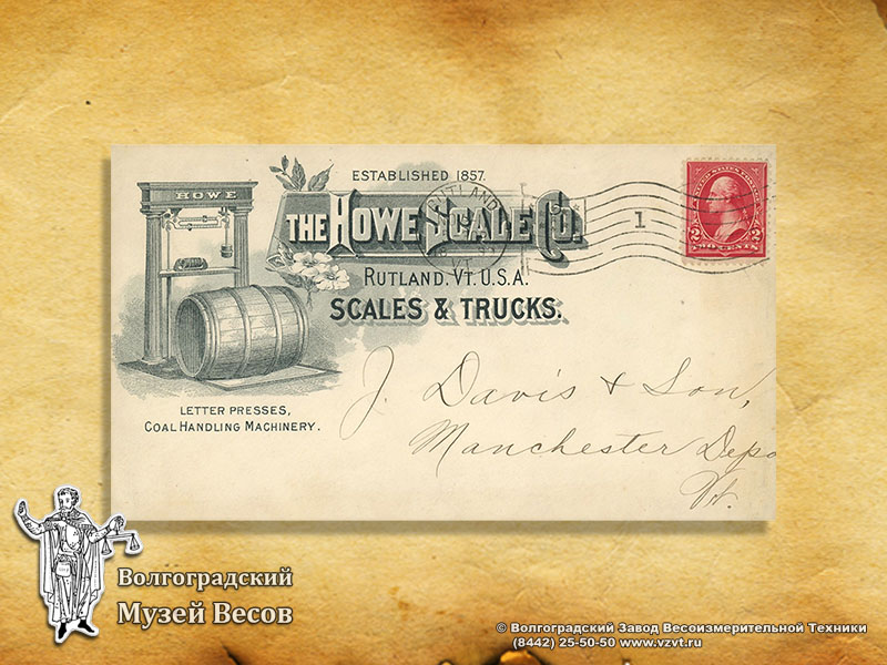 An envelope with brand marks of Howe Scale Co. the weighing equipment manufacturer