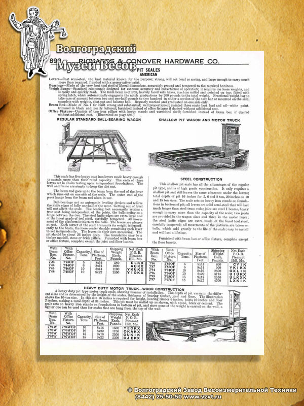 Wagon and truck scales. Publication in the vintage catalog of Richards & Conover Hardware Co.