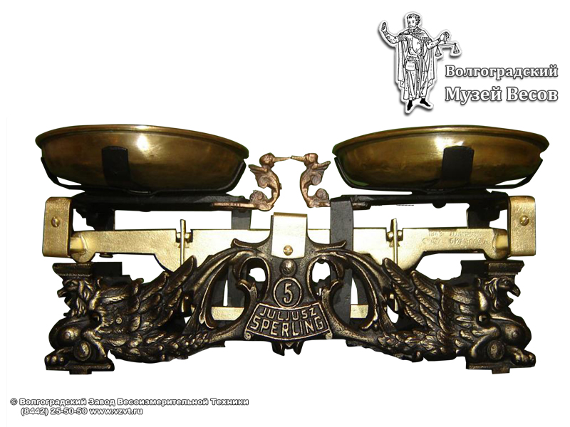 Sperling brand Beranger balance decorated with  figures of griffins. Poland, the early XX century.