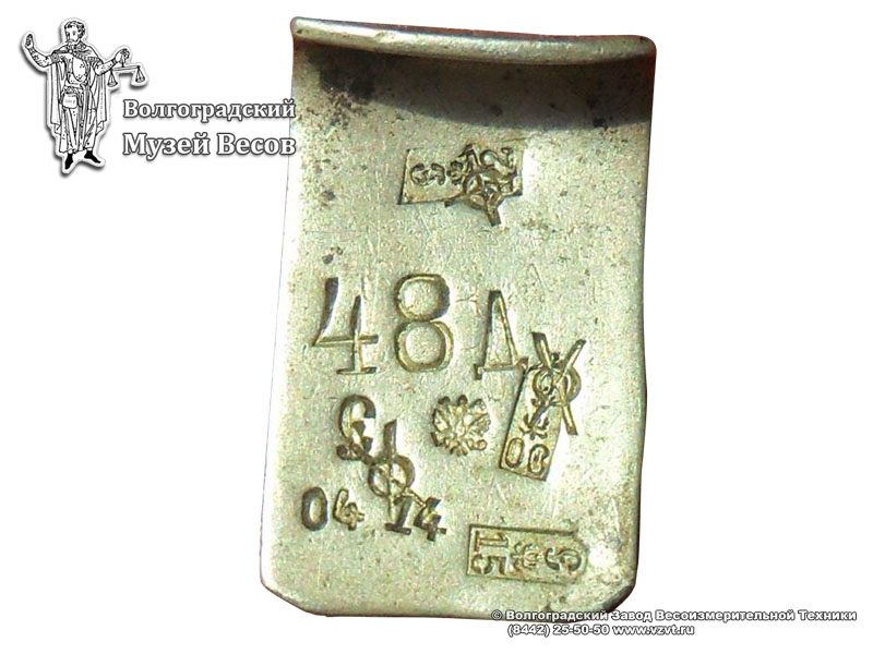 Laboratory weight of 48 dolyas (shares) with calibration marking. Russia, the early 20th century