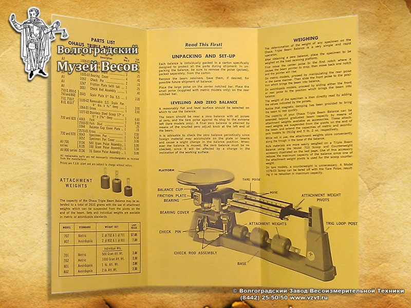 An promo brochure with Ohaus scales.